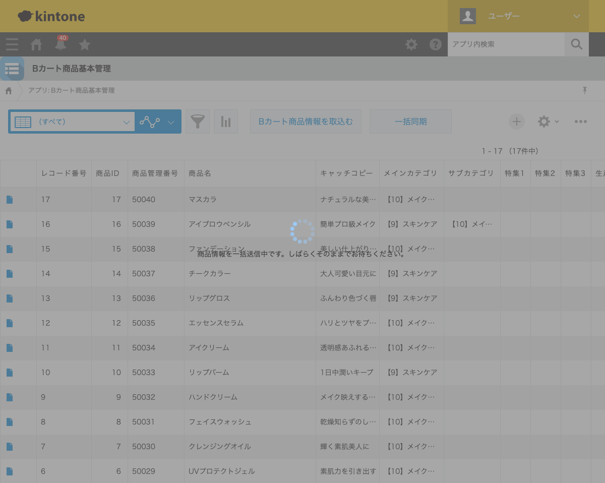 kintoneレコードをBカートに一括で同期する02