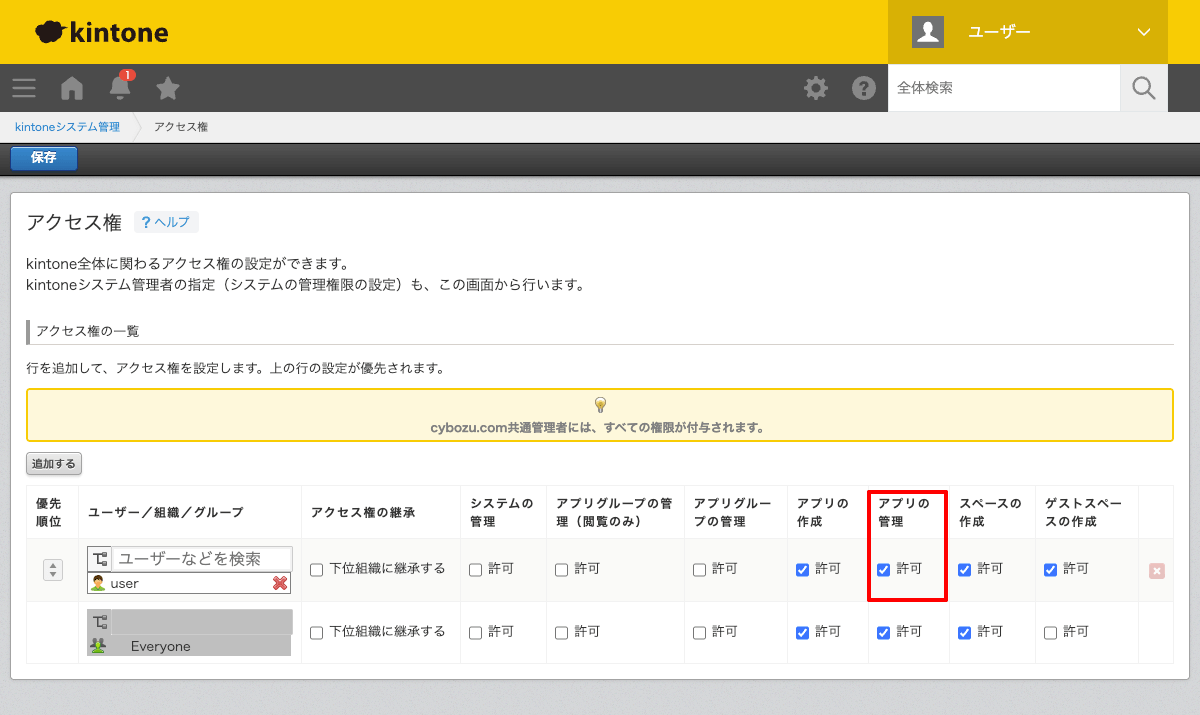 kintoneアクセス権